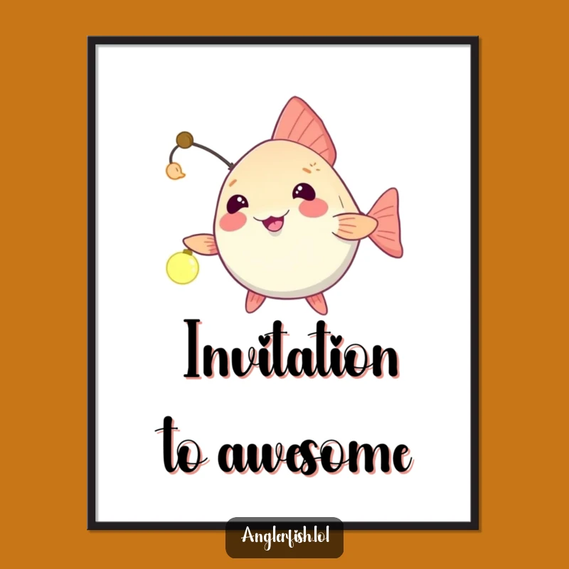 Funny Anglerfish Poster: Playful Lure Art, Beckoning Smiles to Your Wall