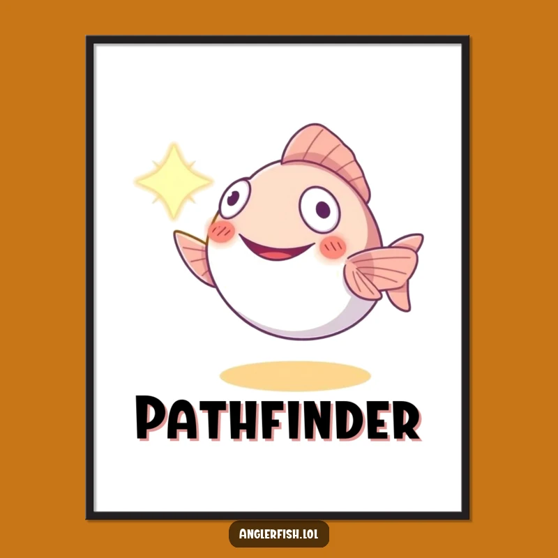 Funny Anglerfish Light Guide Poster: Smiling Deep Sea Art - Uplifting Funny Gift