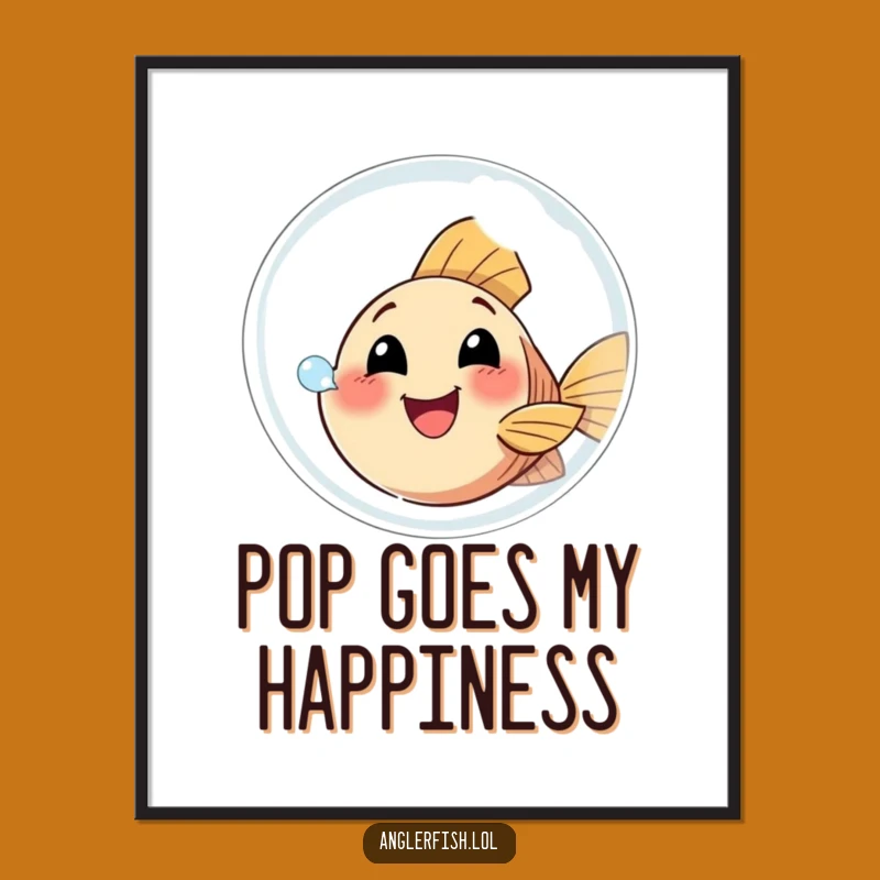 Funny Anglerfish Bubble Poster: Happy Bubbly Art for Cheerful Decor