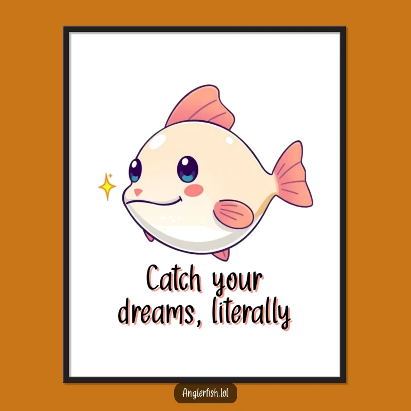 Funny Free Printable Wall Art: Anglerfish Spark Chase, Downloadable Whimsical Decor