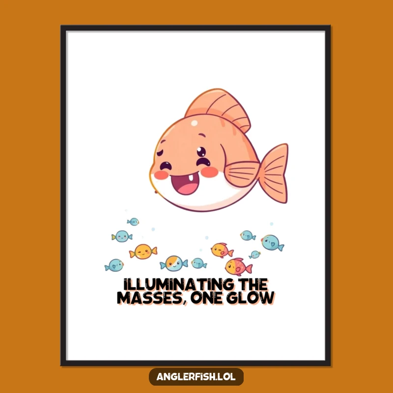 Free Printable Anglerfish Wall Art: Funny Delighted Fish Audience Downloadable Decor