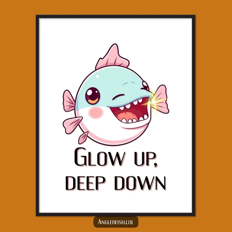 Free Printable Kawaii Anglerfish Wall Art - Dramatic Deep Sea Decor Download
