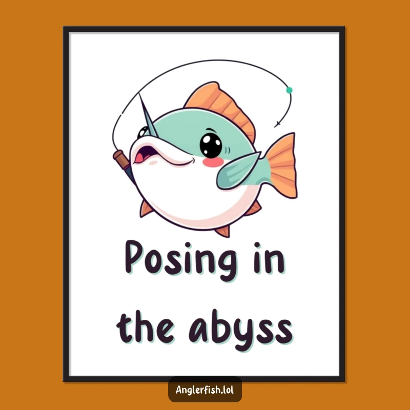 Free Printable Kawaii Anglerfish Wall Art - Dramatic Deep Sea Decor Download