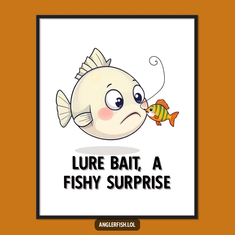 Funny Free Printable Anglerfish Wall Art - Surprised Nibble Downloadable Decor