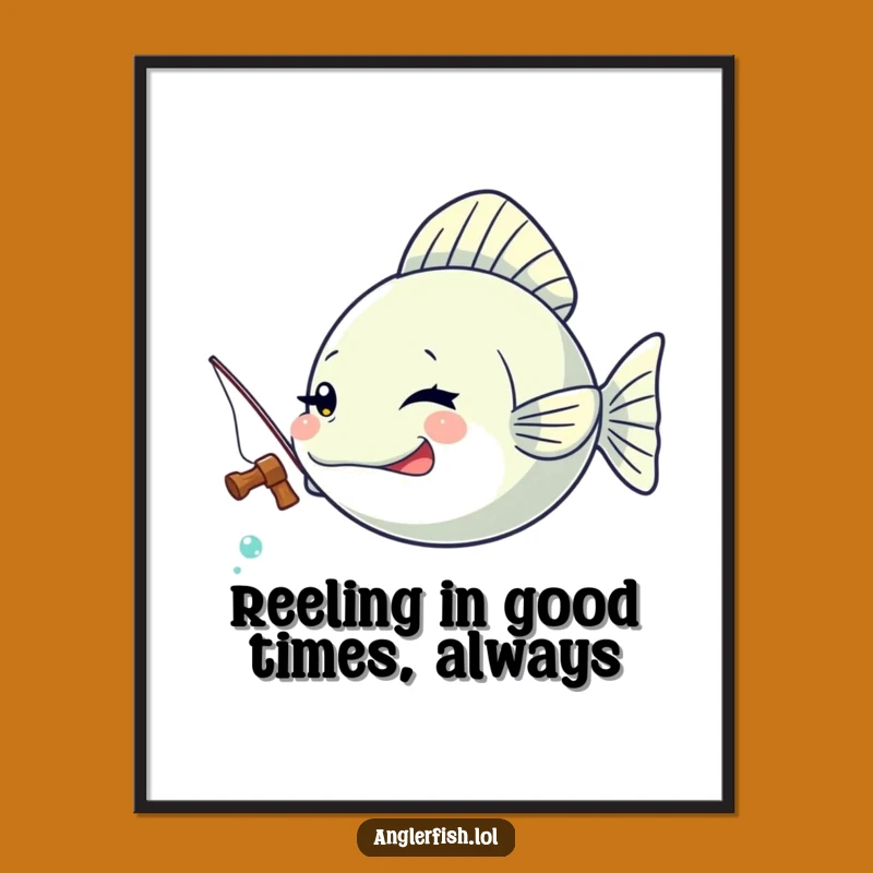 Funny Free Printable Wall Art: Winking Anglerfish with Tiny Rod