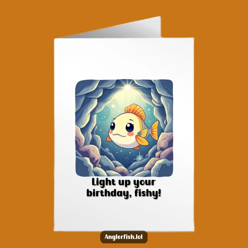 Free Printable Anglerfish Birthday Card: Funny Curious Cavern Explorer Downloadable Gift