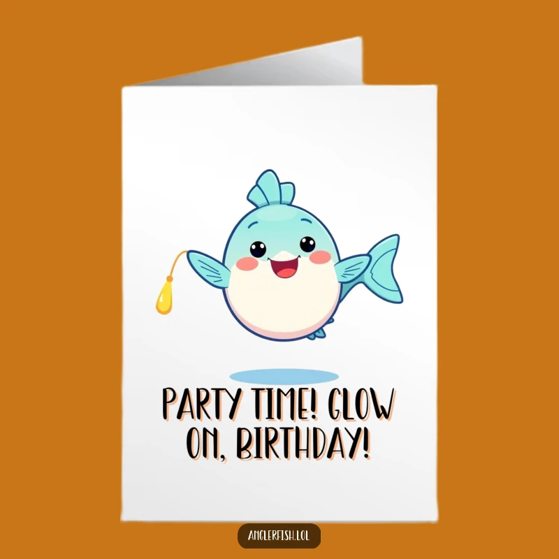 Free Printable Birthday Card: Happy Dance Anglerfish, Funny Lure Joy Downloadable