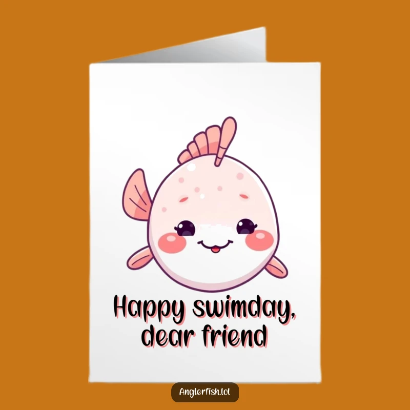 Free Printable Kawaii Anglerfish Birthday Card - Shy Smile Downloadable Gift