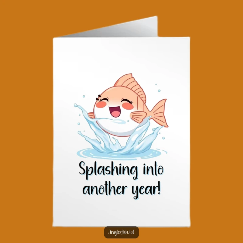 Free Printable Birthday Card: Joyful Anglerfish Splashing Fun