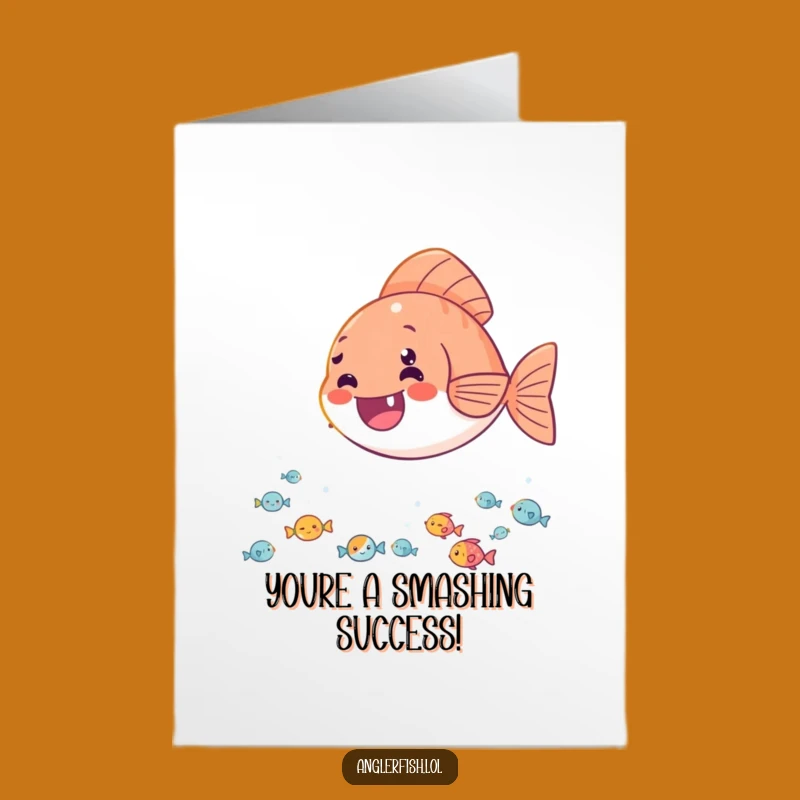 Free Printable Anglerfish Congrats Card: Funny Delighted Fish Audience Downloadable Gift
