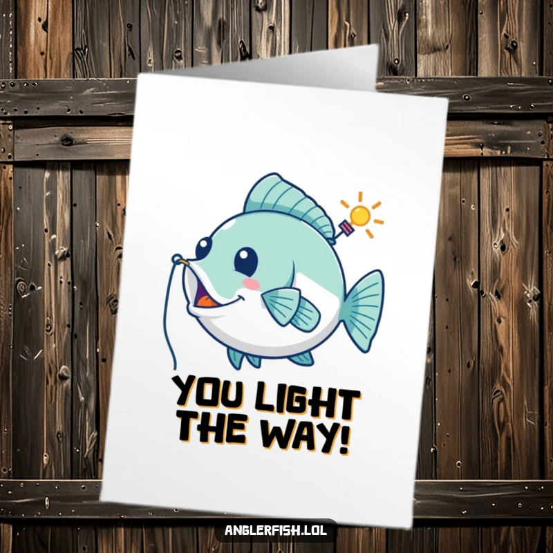 Funny Free Printable Congrats Card: A playful anglerfish acts as a whimsical guiding beacon with its luminous lure.