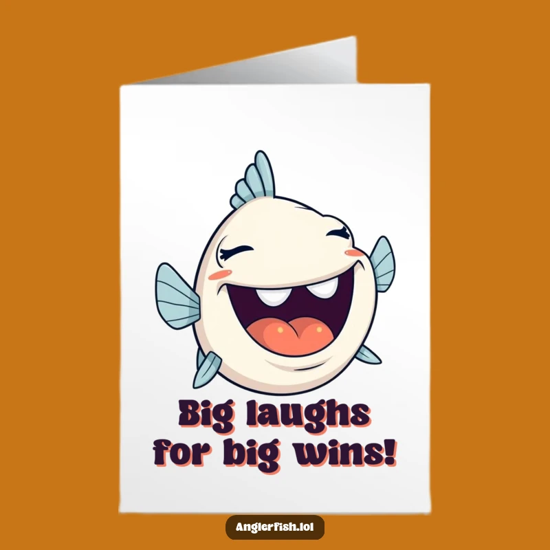 Free Printable Congrats Card: Giggling Anglerfish, Downloadable Humorous Celebration
