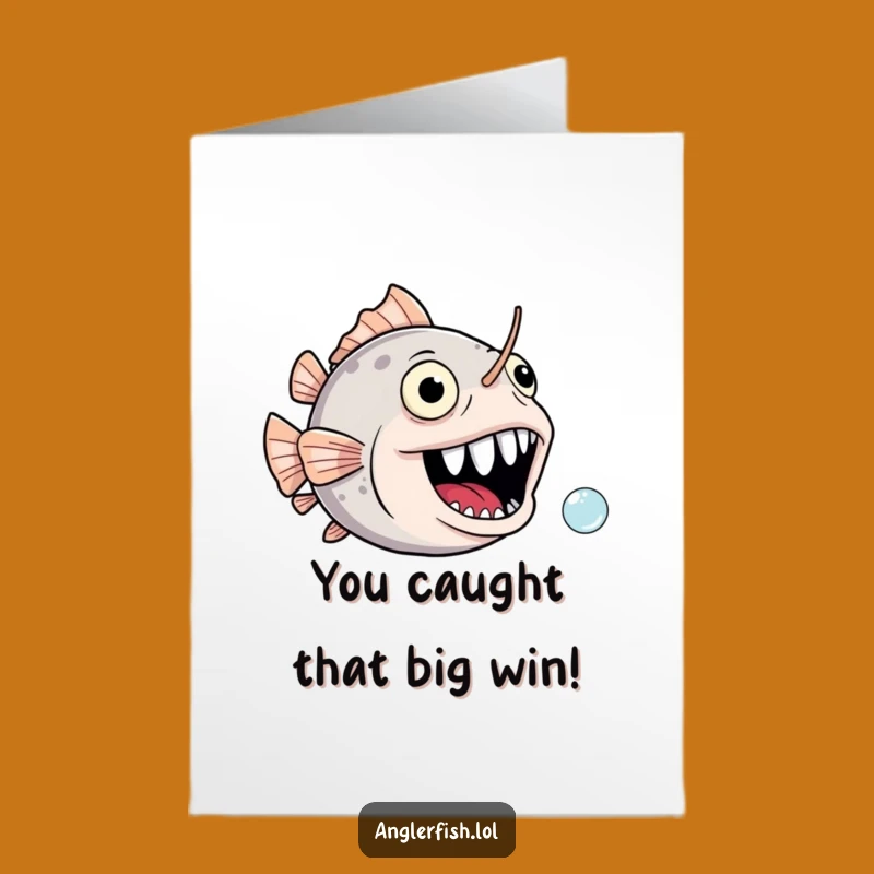 Free Printable Congrats Card: Joyful Anglerfish Chasing Bubbles for Your Big Win