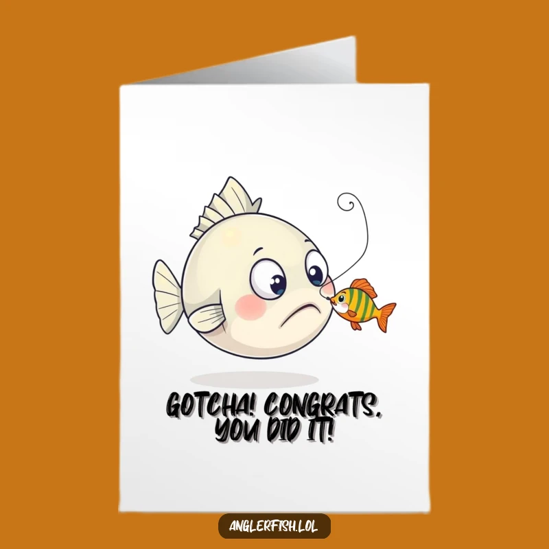 Free Printable Funny Anglerfish Congrats Card - Playful Nibble Surprise Downloadable