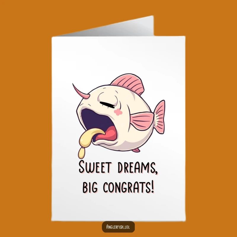Free Printable Anglerfish Congrats Card: Funny Sleepy Glow Downloadable Gift