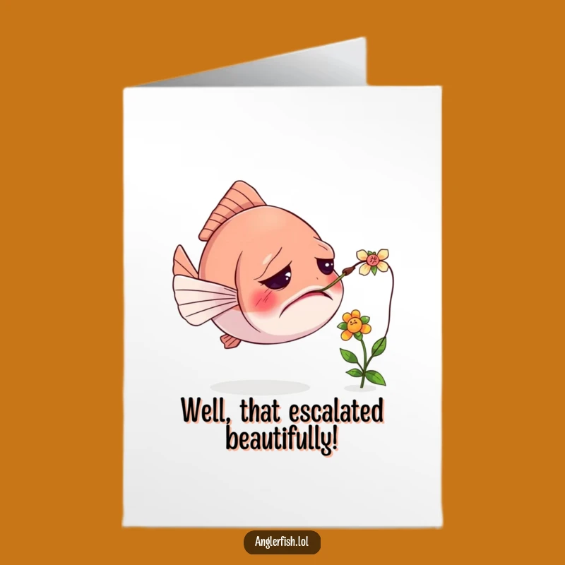 Free Printable Anglerfish Congrats Card: Funny Confused Flower Lure Downloadable Gift