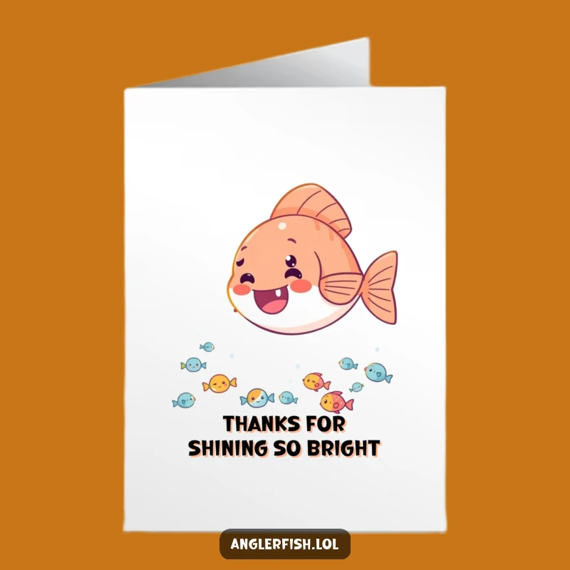 Free Printable Anglerfish Thank You Card: Funny Delighted Fish Audience Downloadable Gift