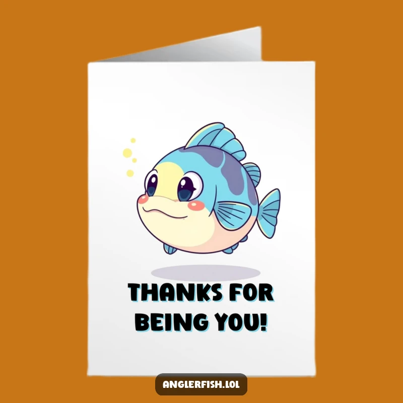 Free Printable Thank You Card: Amazed Kawaii Anglerfish Joke Downloadable Appreciation