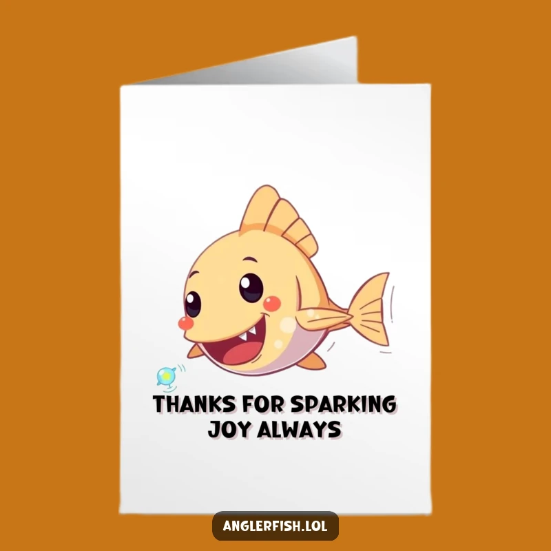 Free Printable Thank You Card: Anglerfish Chase Gratitude Funny Downloadable Gift