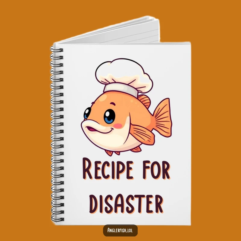 Funny Kawaii Anglerfish Chef Notebook, Recipe Ideas, Humorous Gift