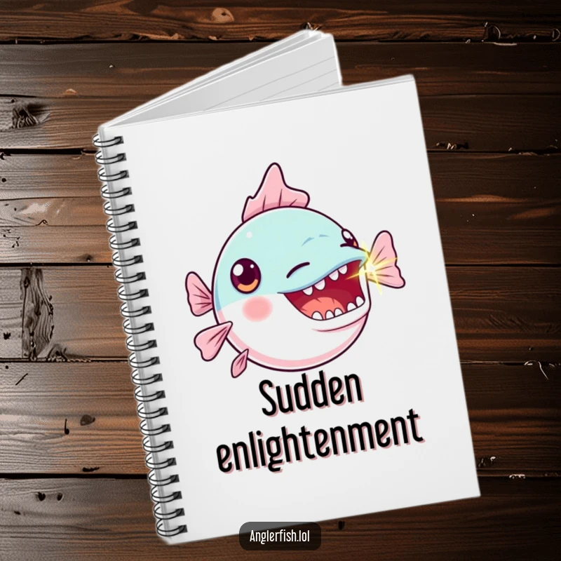 Funny Kawaii Anglerfish Notebook: Lined pages with a cute anglerfish on the cover, gasping with its lure blinking brightly.