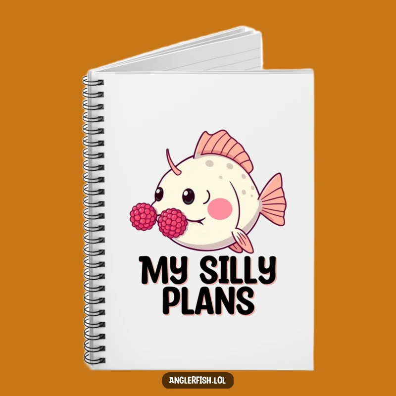 Funny Kawaii Anglerfish Raspberry Notebook, Creative Goofy Journal Gift