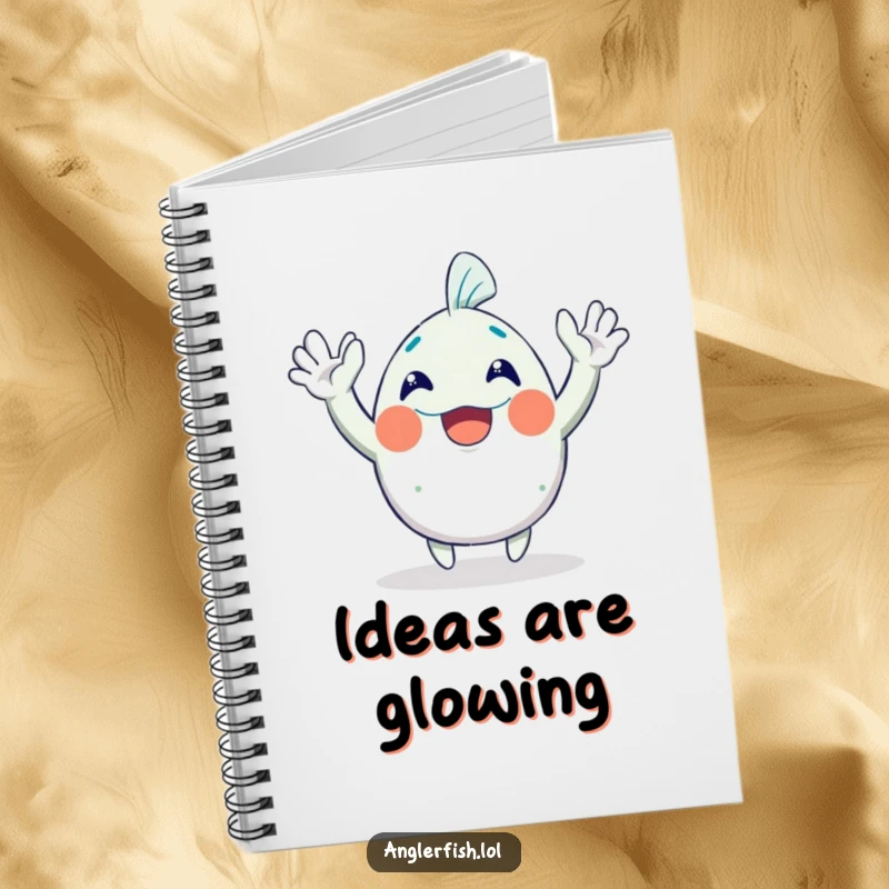 Funny Anglerfish Notebook: An excited anglerfish character waving both hands, ready to capture your witty remarks and creative sparks.