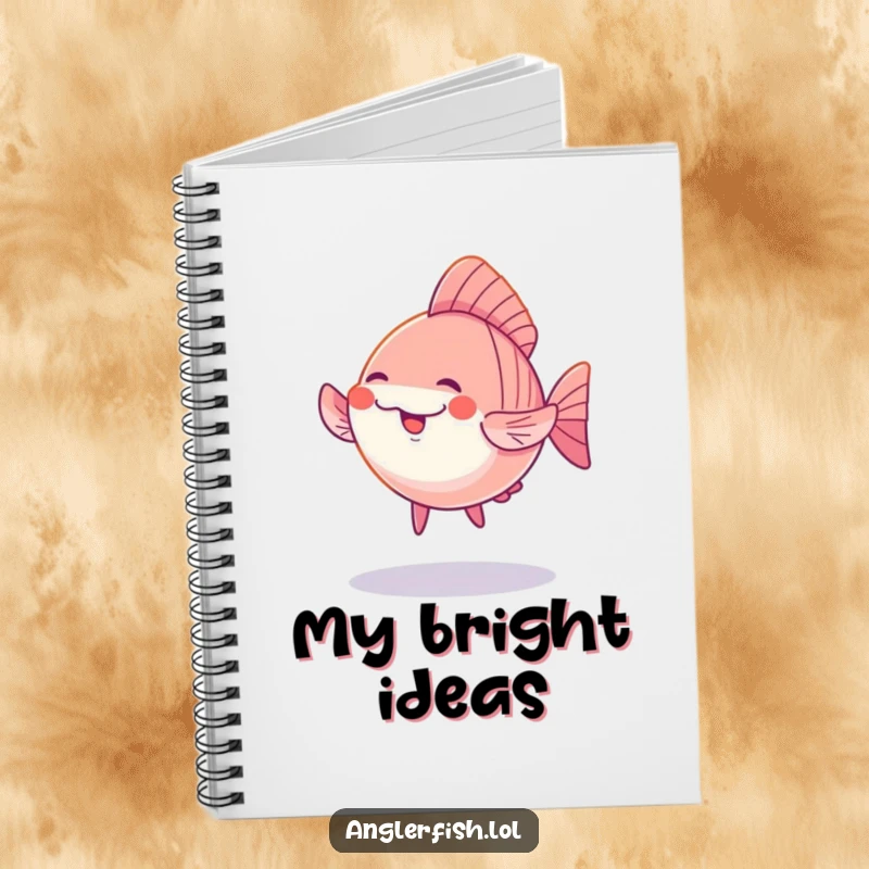 Funny Kawaii Anglerfish Notebook: An adorable anglerfish performing a silly dance under a soft glow, ready to capture your bright ideas.