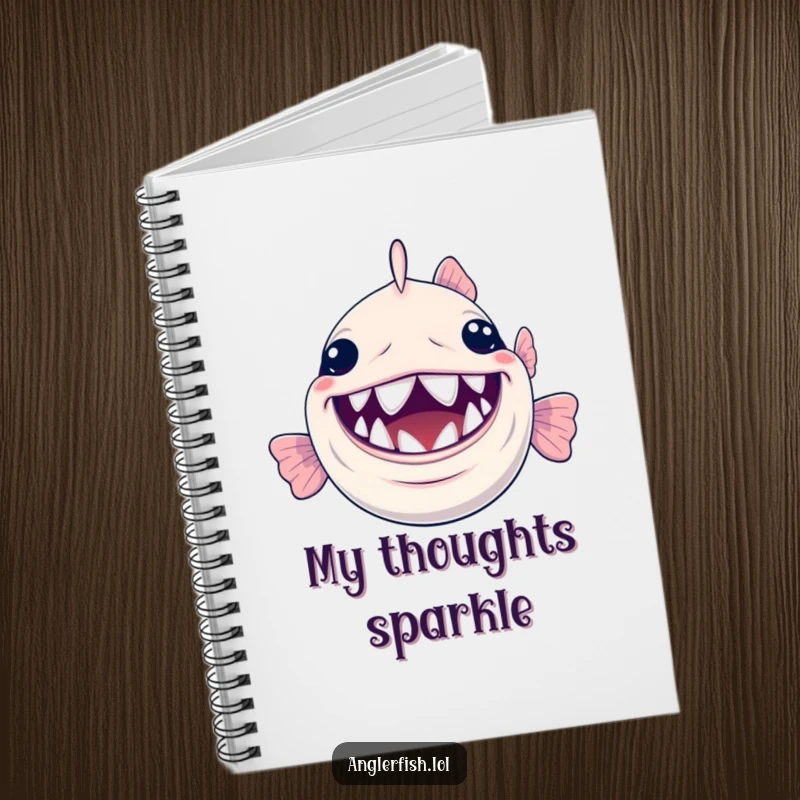 Funny Anglerfish Notebook: A ruled notebook featuring a happy anglerfish with a huge smile and its tiny, shiny teeth.