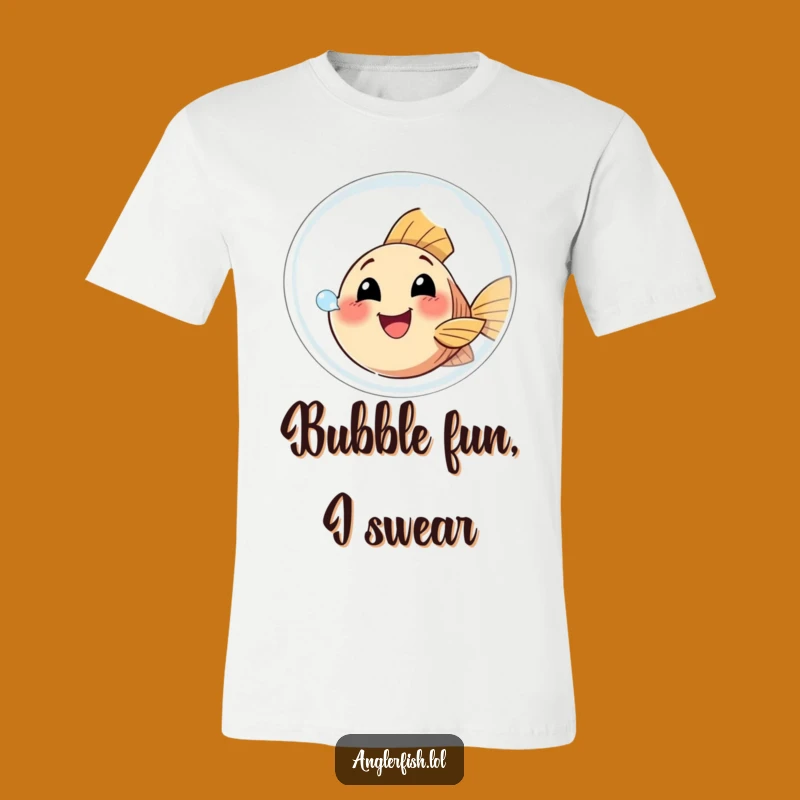 Funny Anglerfish Bubble Blowing T-Shirt: Happy Joyful Character Tee