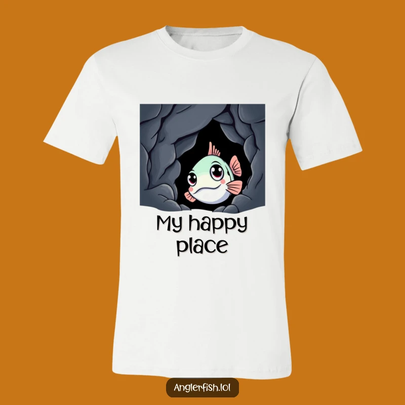 Funny Anglerfish Cave Peek T-Shirt: Quirky Deep Sea Creature Tee - Hilarious Gift Idea