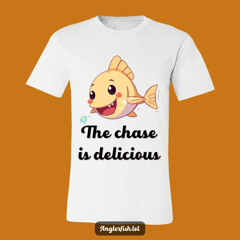 Funny Anglerfish Plankton Chase T-Shirt: Exciting Underwater Scene Tee