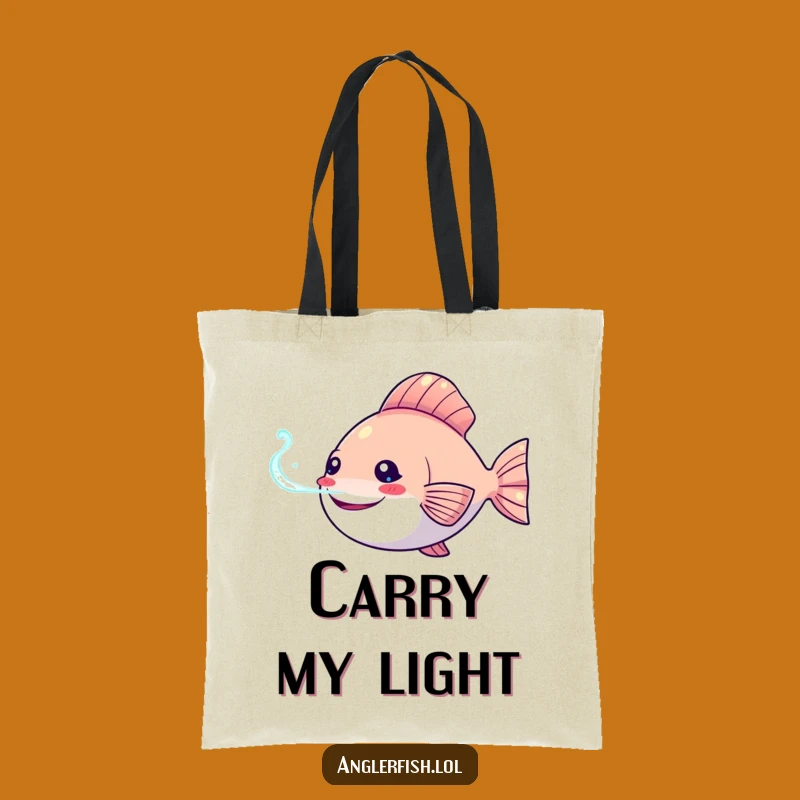 Funny Kawaii Anglerfish Tote Bag, Stylish Glowing Lure, Great Humorous Gift