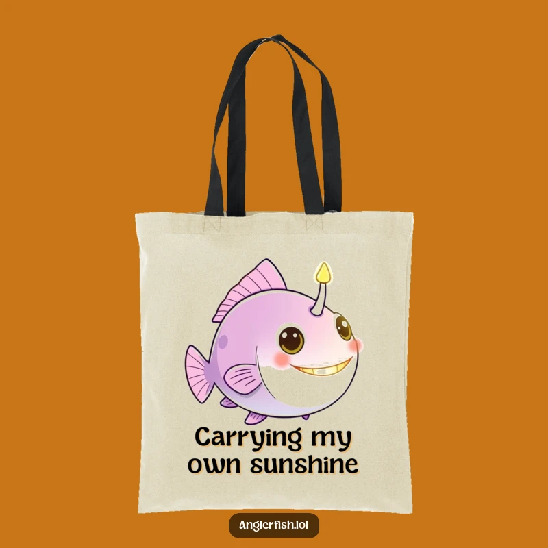 Funny Anglerfish Tote Bag: Carry Your Humor with a Glowing Lure, Great Gift