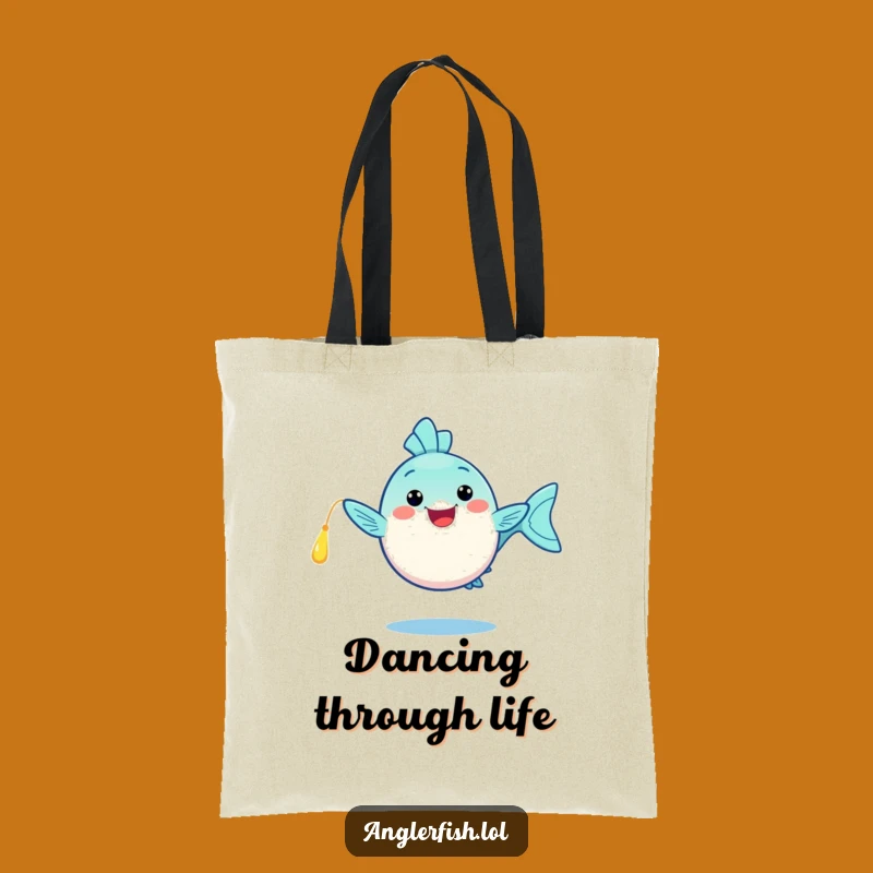 Funny Kawaii Anglerfish Tote Bag: Happy Dance, Glowing Lure, Practical Funny Gift