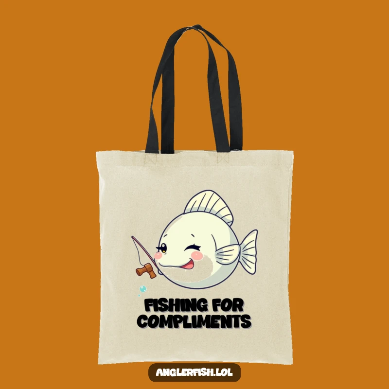 Funny Kawaii Anglerfish Winking Tote Bag, Stylish Fisherman Humor Gift