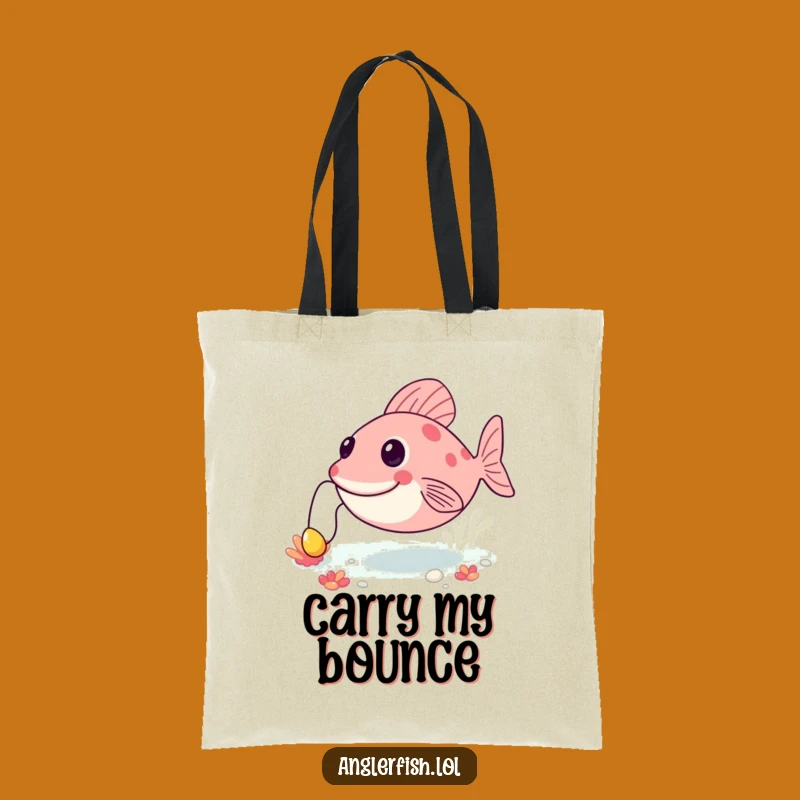 Funny Anglerfish Bouncing Tote Bag: Happy Deep Sea Carry-All - Practical Funny Gift