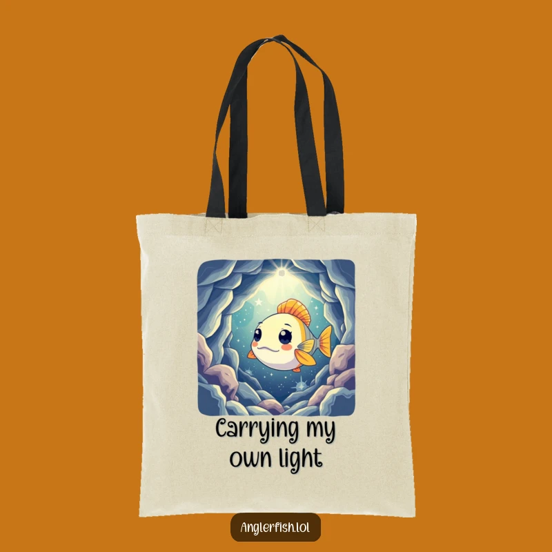Funny Curious Anglerfish Tote Bag: Humorous Deep Sea Explorer Carryall