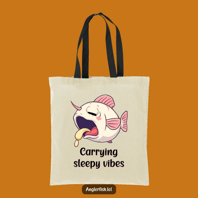 Funny Sleepy Anglerfish Tote Bag: Cozy Carryall for Gentle Journeys