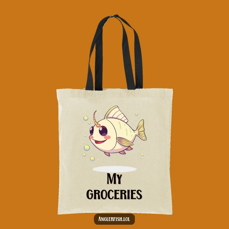 Funny Kawaii Anglerfish Tote Bag: Plankton Chasing Fun, Eco-Friendly Funny Gift